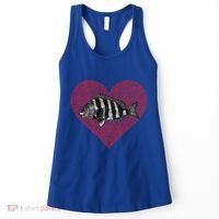 Sheepshead Valentines Day Fish Love Fingerprint Meaningful Gift Women's Tank Top thumb 0