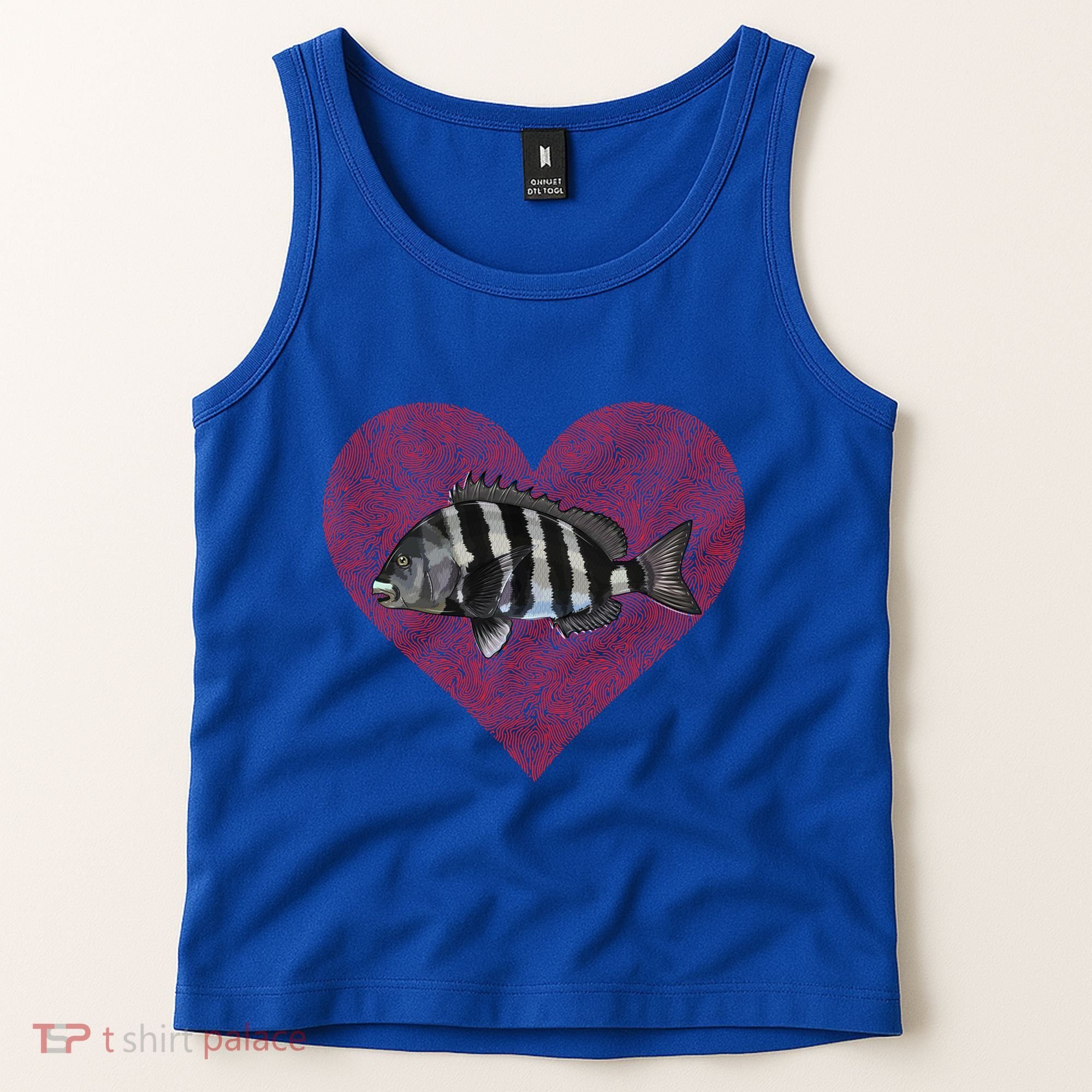 Sheepshead Valentines Day Fish Love Fingerprint Meaningful Gift Tank Top