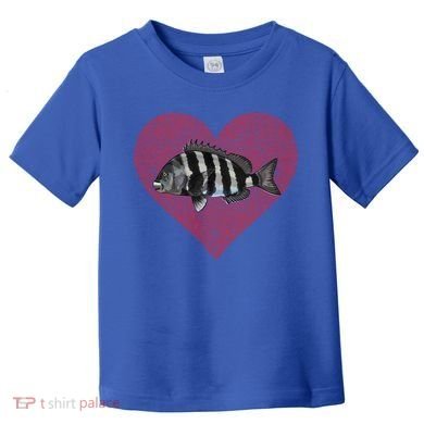Sheepshead Valentines Day Fish Love Fingerprint Meaningful Gift Toddler T-Shirt