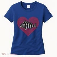 Sheepshead Valentines Day Fish Love Fingerprint Meaningful Gift Women's T-Shirt thumb 0