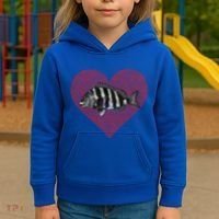 Sheepshead Valentines Day Fish Love Fingerprint Meaningful Gift Kids Hoodie thumb 3