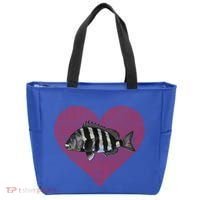 Sheepshead Valentines Day Fish Love Fingerprint Meaningful Gift Tote Bag thumb 0