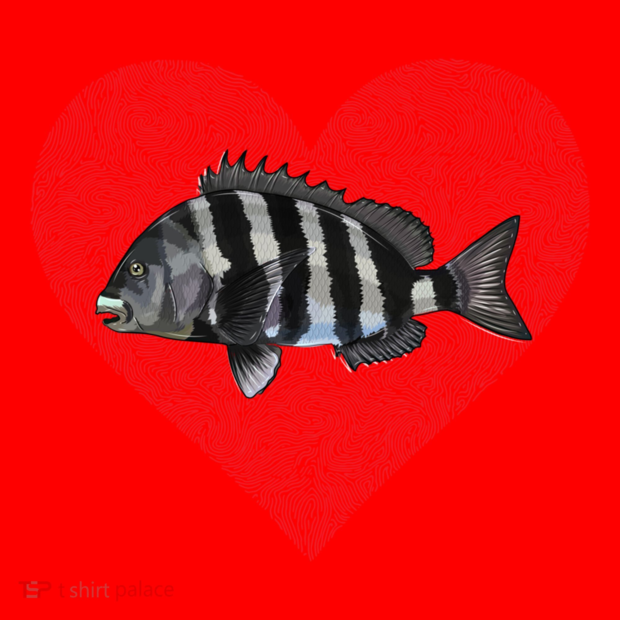 Sheepshead Valentines Day Fish Love Fingerprint Meaningful Gift Santa Hat
