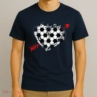 Soccer Valentines Day Soccer Ball Cupid's Arrow Heart T-Shirt thumb 3