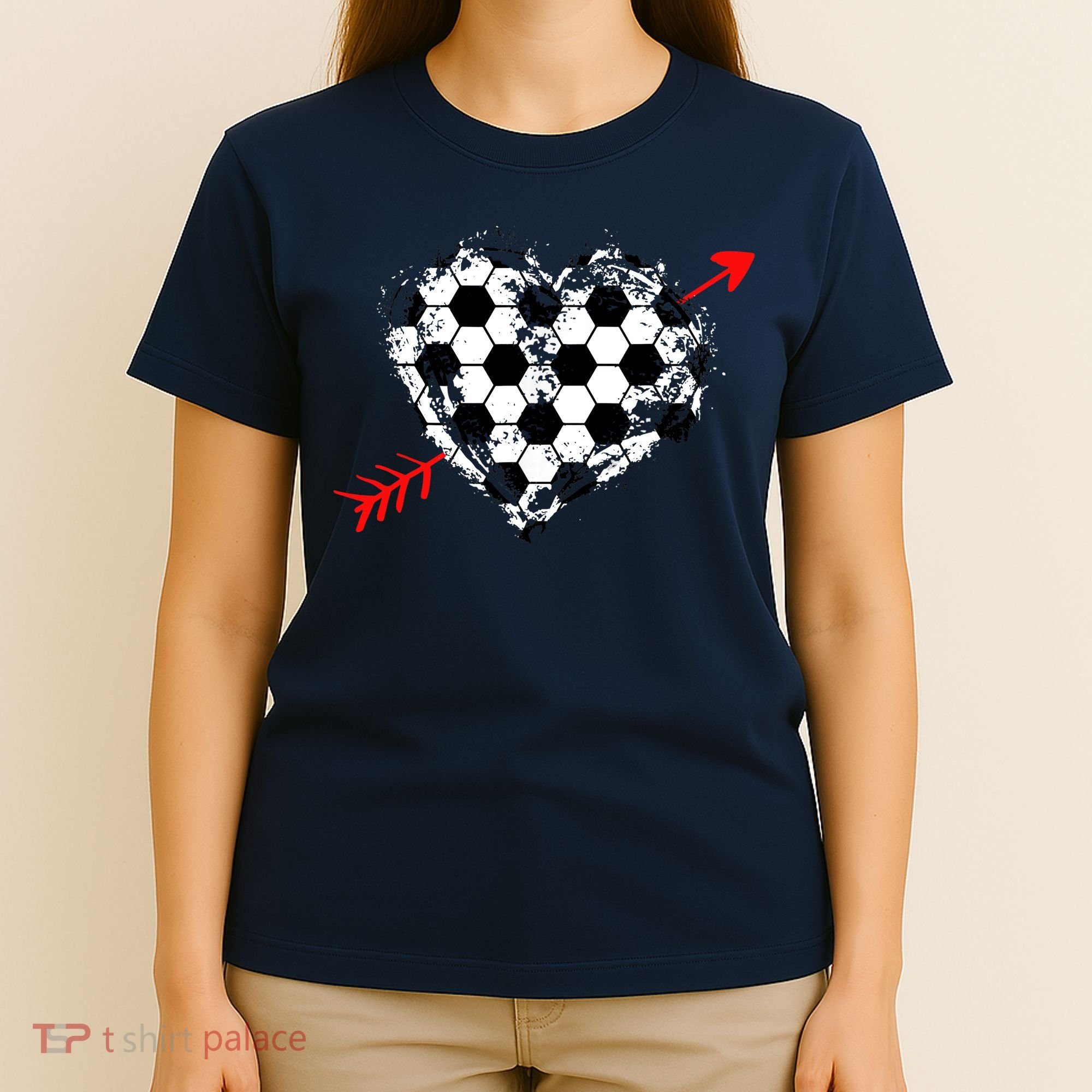 Soccer Valentines Day Soccer Ball Cupid's Arrow Heart T-Shirt