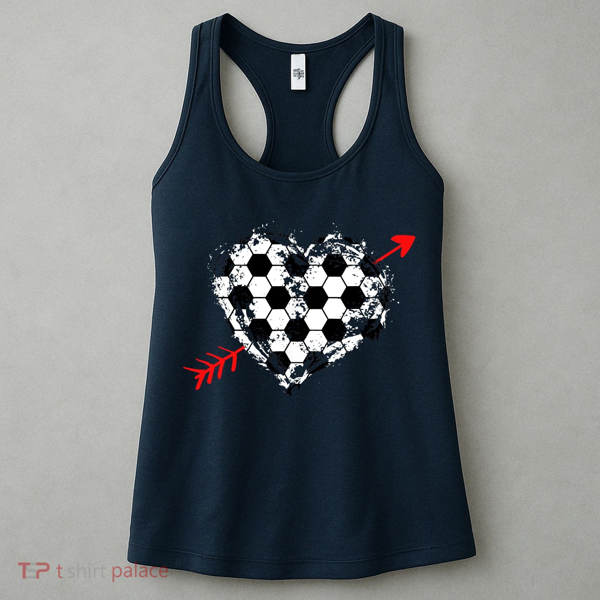 Soccer Valentines Day Soccer Ball Cupid's Arrow Heart Women's Tank Top