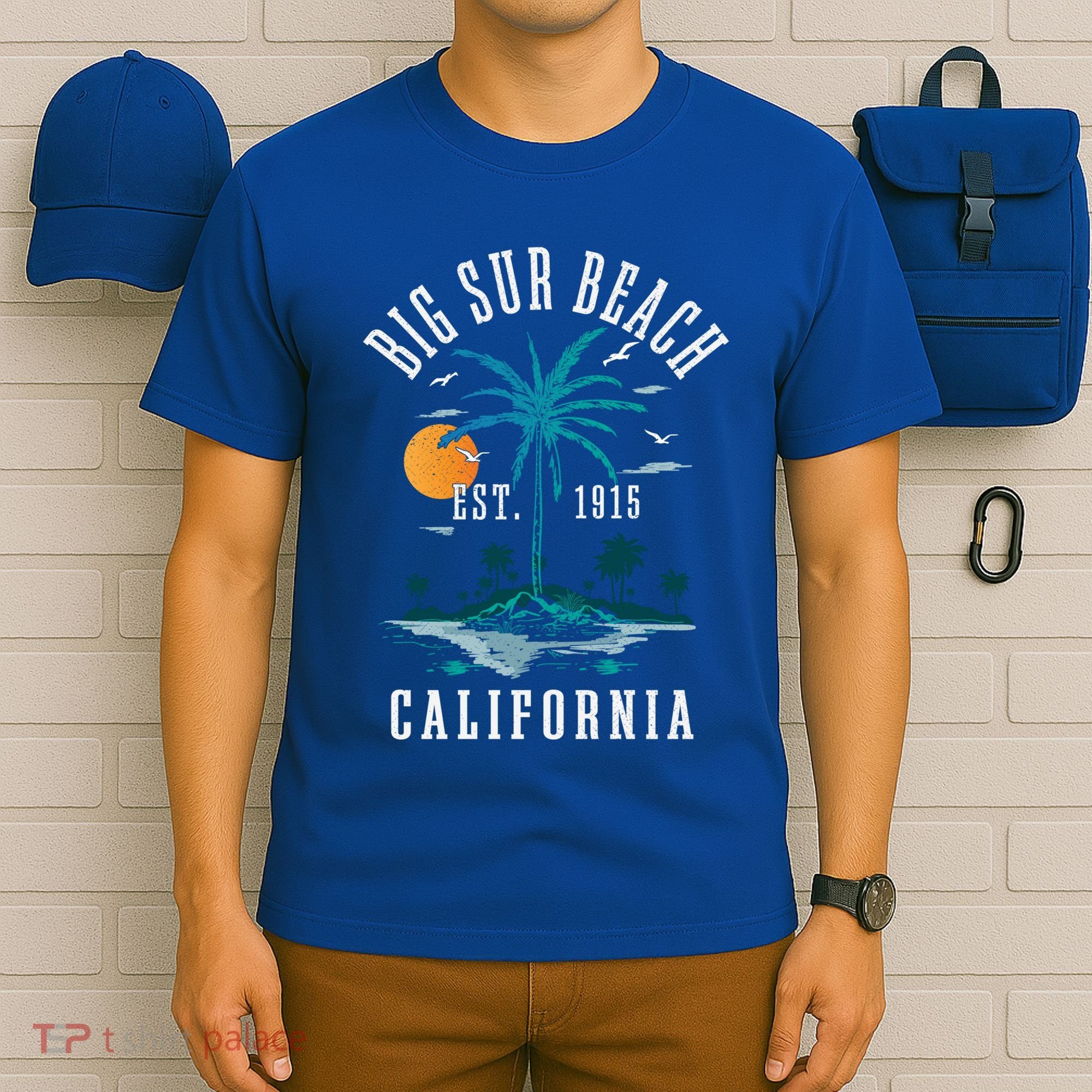 Summer Vacation Est 1915 California Big Sur Beach Vintage Gift T-Shirt