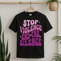 Stop Violence End the Silence Stop Domestic Violence T-Shirt thumb 2