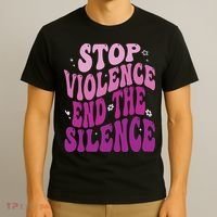 Stop Violence End the Silence Stop Domestic Violence T-Shirt thumb 3