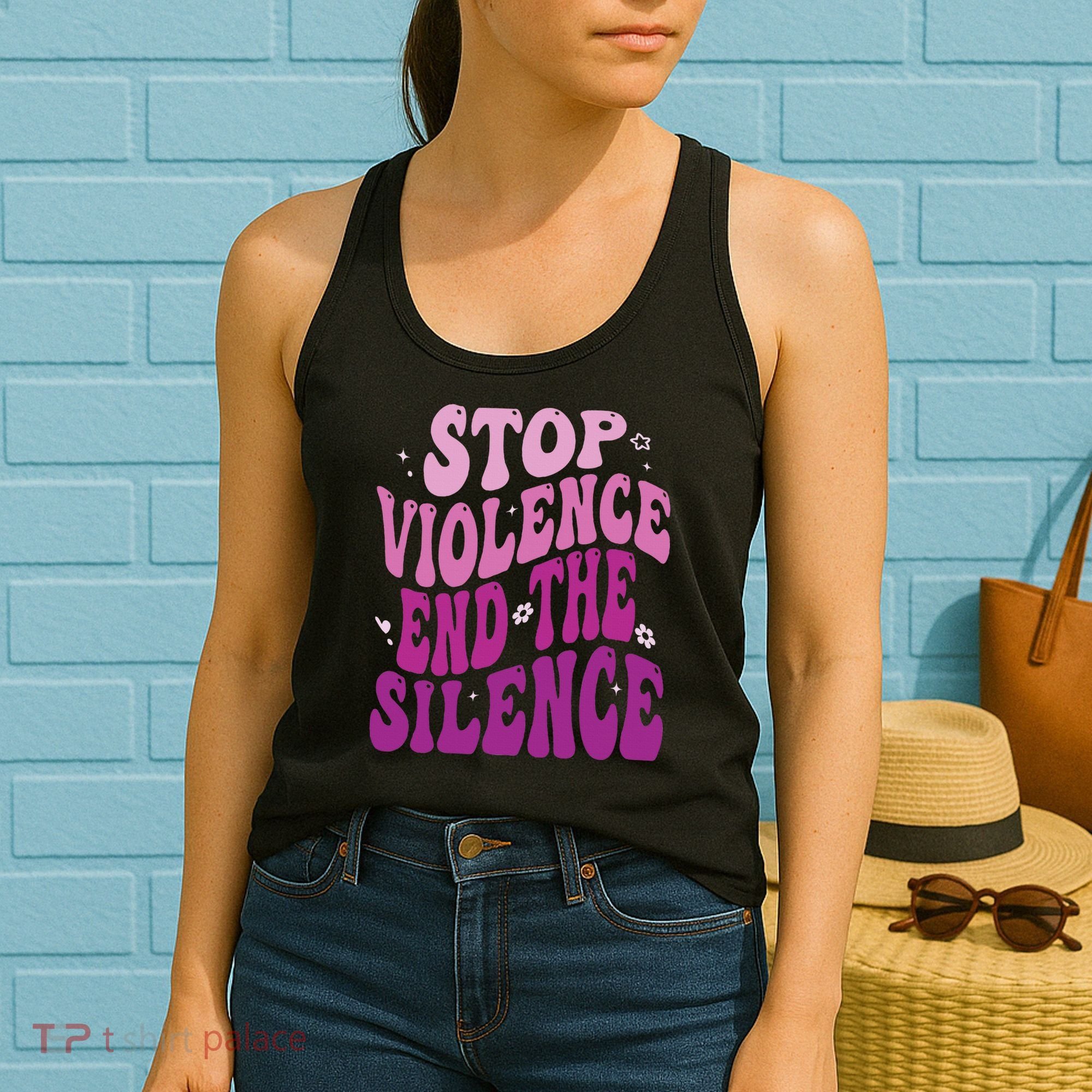 Stop Violence End the Silence Stop Domestic Violence Women's Tank Top