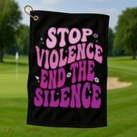 Stop Violence End the Silence Stop Domestic Violence Golf Towel thumb 1