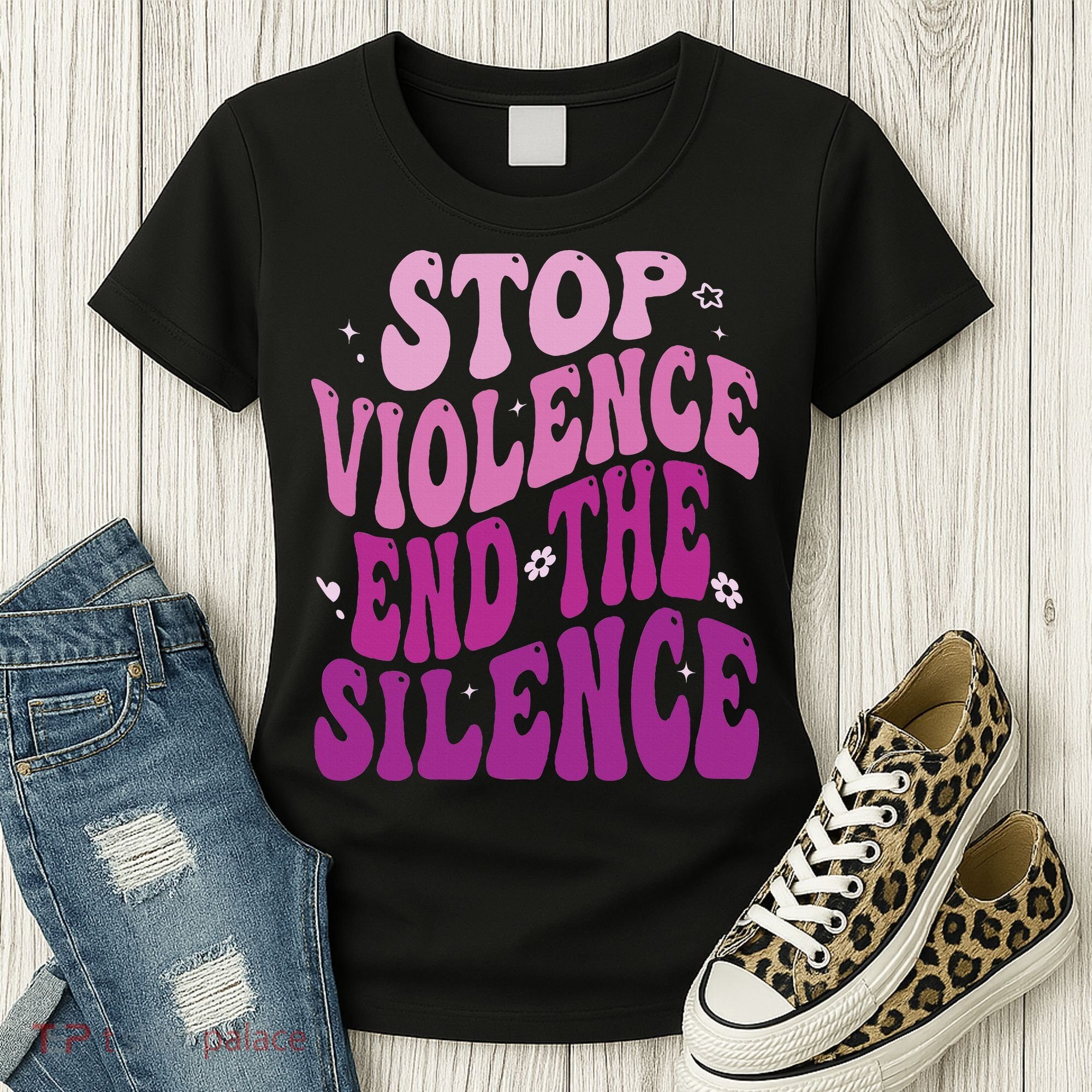 Stop Violence End the Silence Stop Domestic Violence Women's T-Shirt