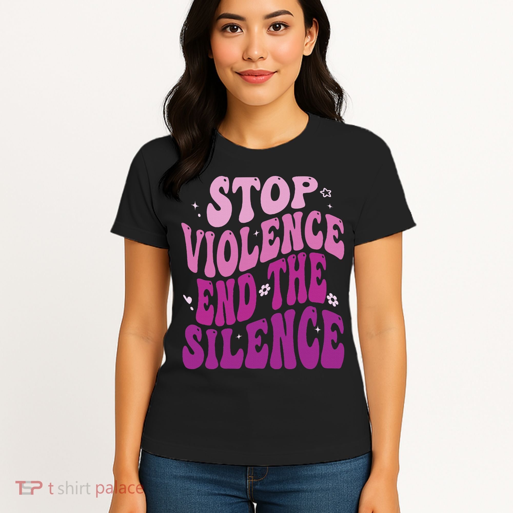 Stop Violence End the Silence Stop Domestic Violence Women's T-Shirt