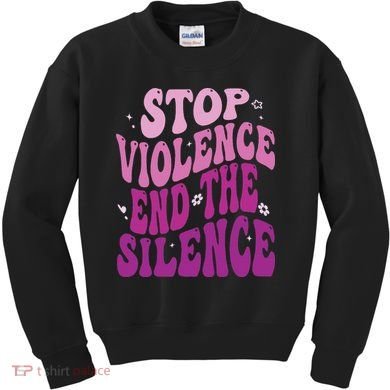 Stop Violence End the Silence Stop Domestic Violence Kids Sweatshirt