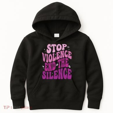 Stop Violence End the Silence Stop Domestic Violence Kids Hoodie