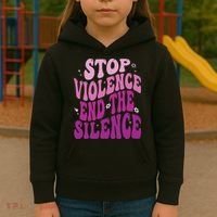 Stop Violence End the Silence Stop Domestic Violence Kids Hoodie thumb 3