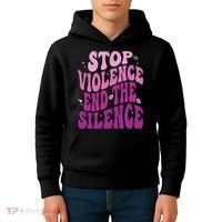 Stop Violence End the Silence Stop Domestic Violence Kids Hoodie thumb 4