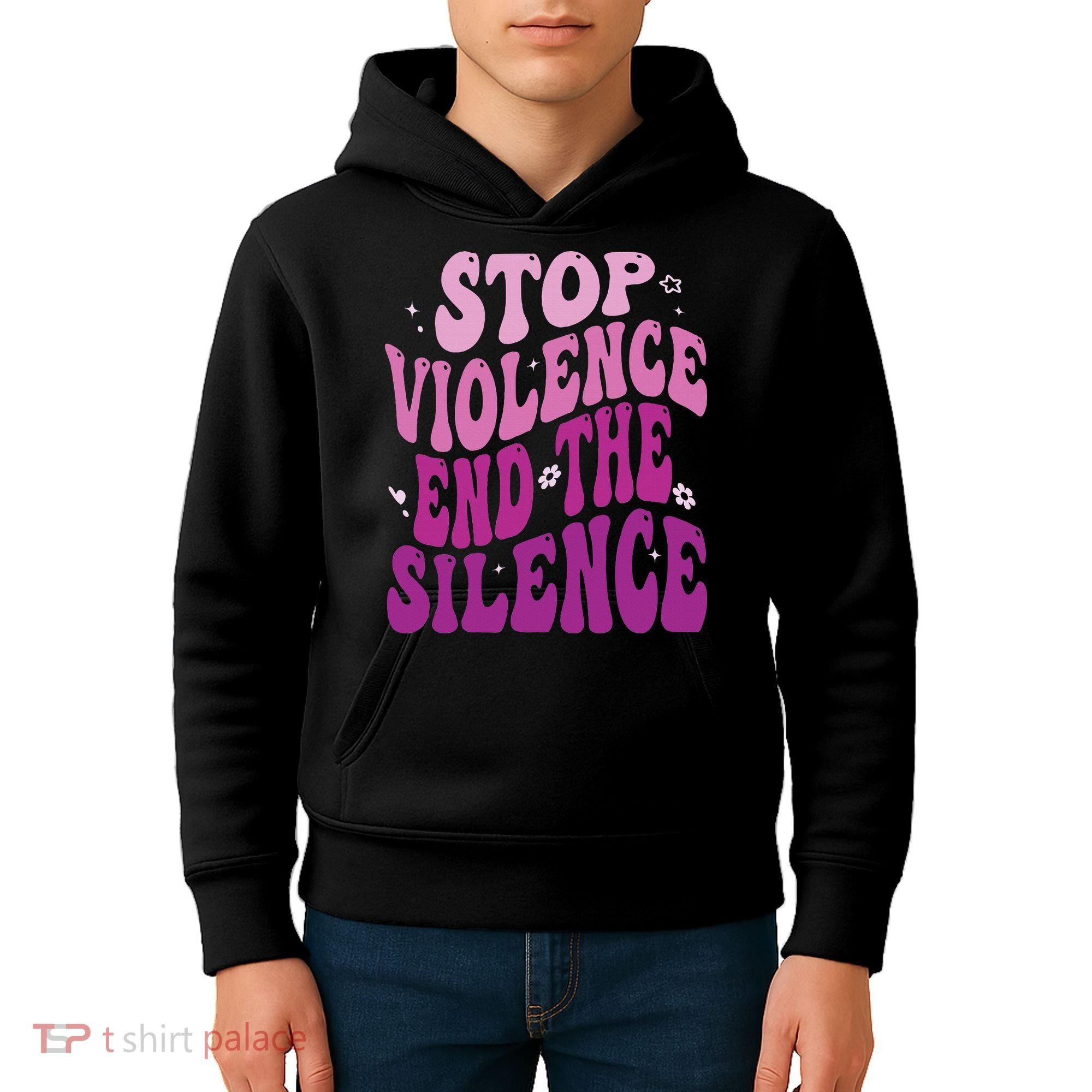Stop Violence End the Silence Stop Domestic Violence Kids Hoodie
