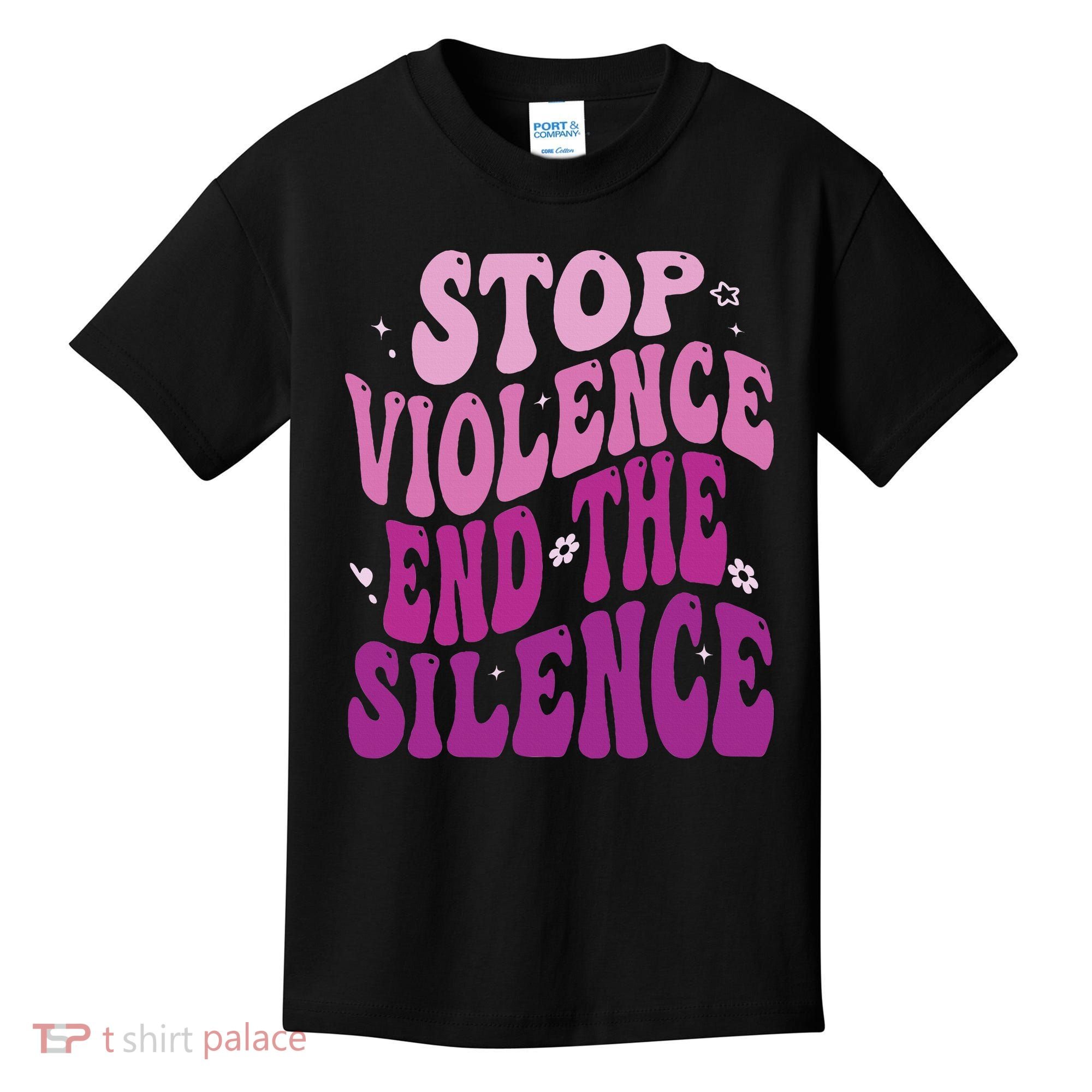 Stop Violence End the Silence Stop Domestic Violence Kids T-Shirt