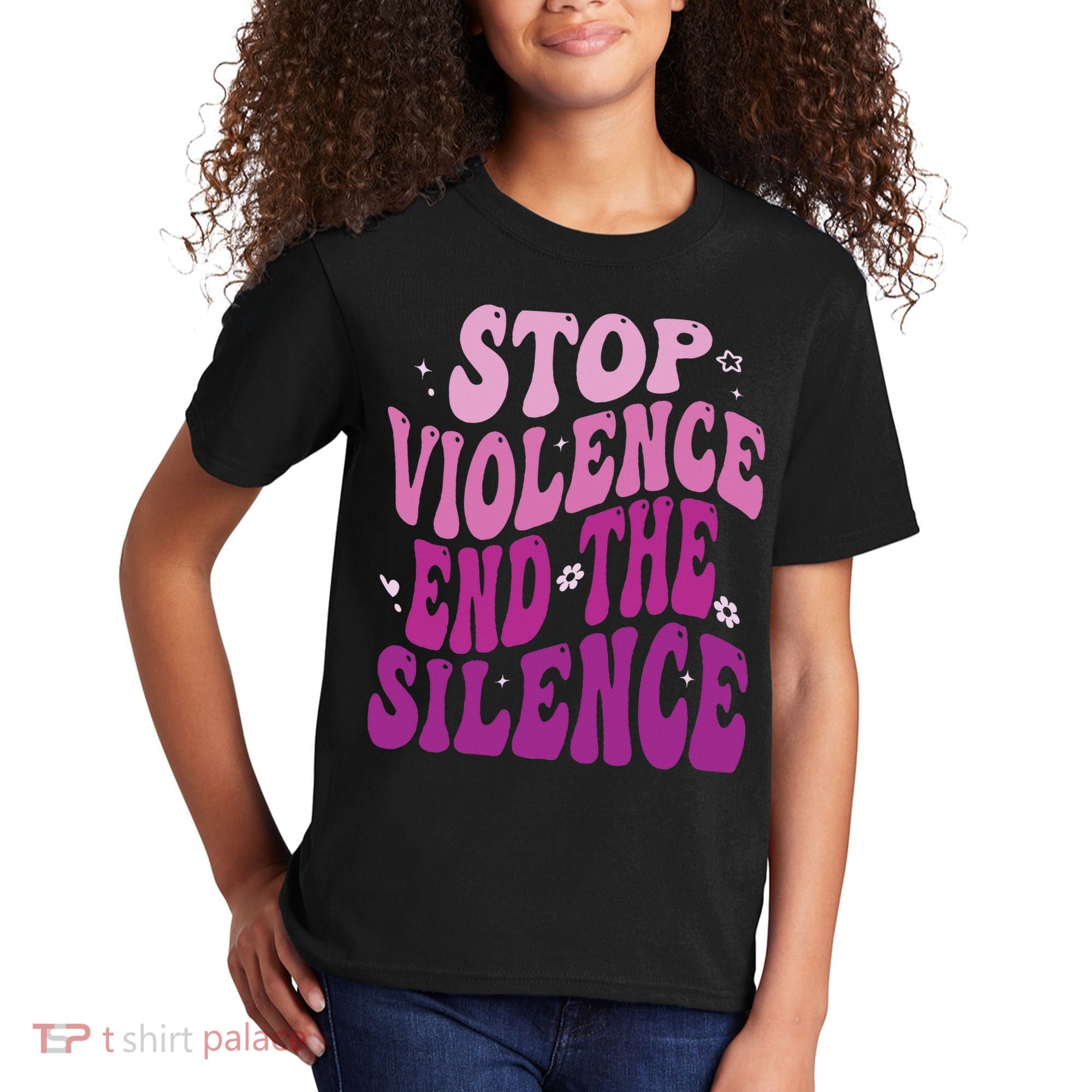 Stop Violence End the Silence Stop Domestic Violence Kids T-Shirt