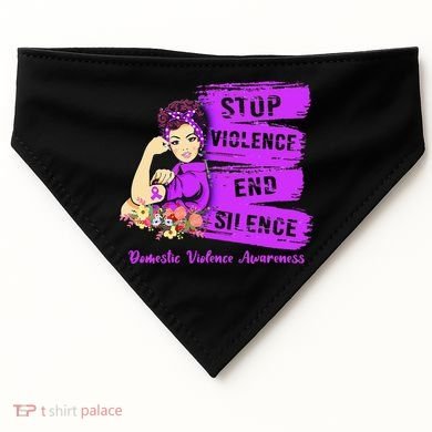 Stop Violence End Silence Domestic Violence Awareness USA-Made Doggie Bandana