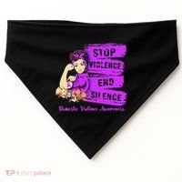 Stop Violence End Silence Domestic Violence Awareness USA-Made Doggie Bandana thumb 0