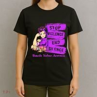 Stop Violence End Silence Domestic Violence Awareness T-Shirt thumb 4