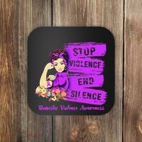 Stop Violence End Silence Domestic Violence Awareness Coaster thumb 0