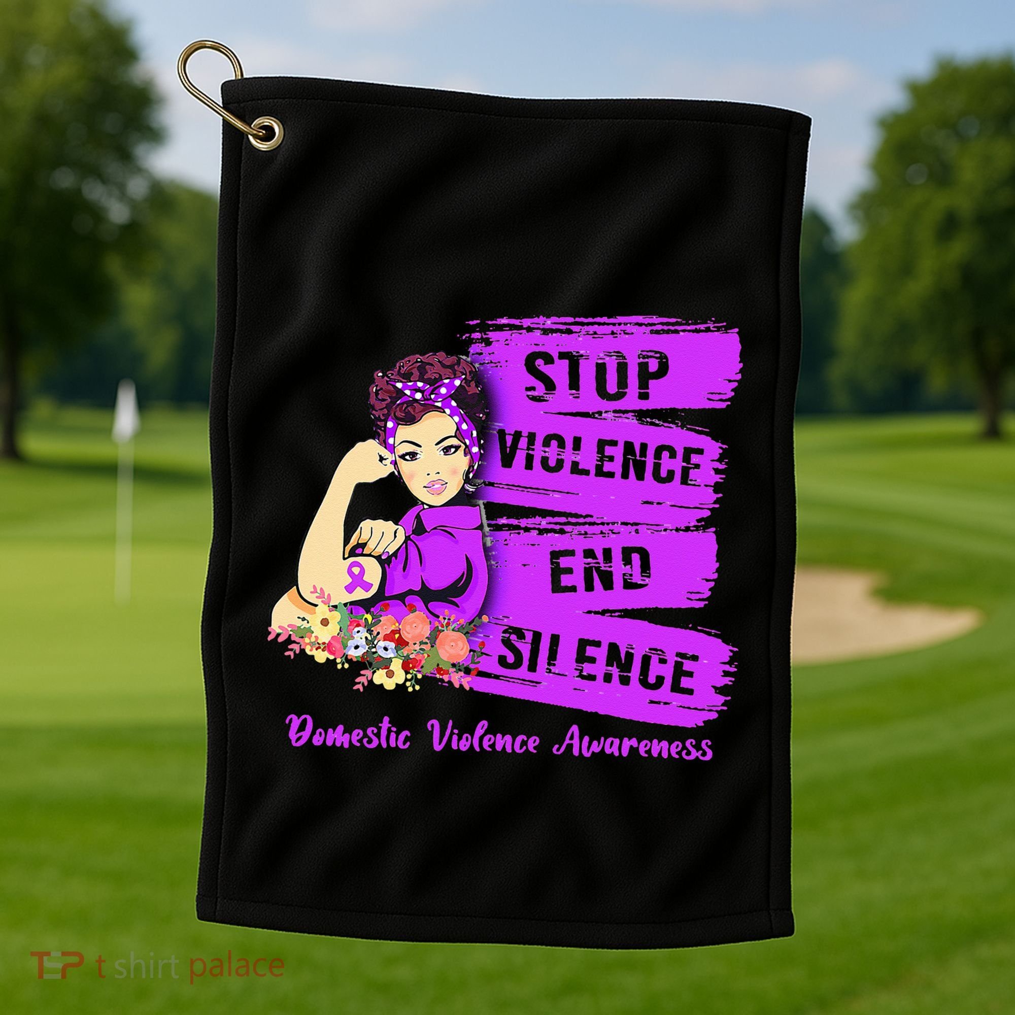 Stop Violence End Silence Domestic Violence Awareness Golf Towel