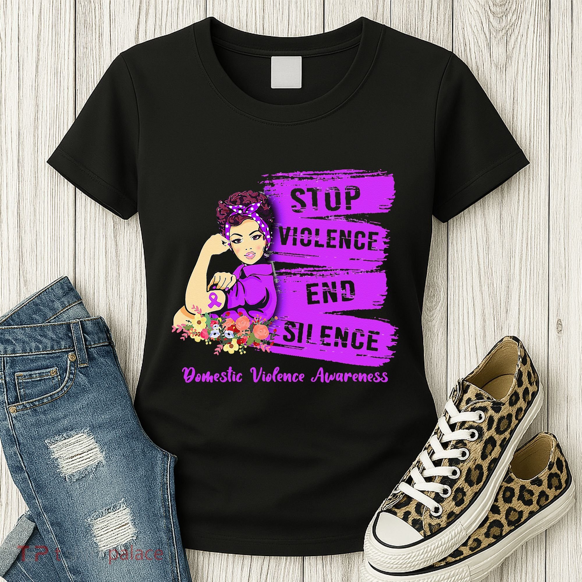 Stop Violence End Silence Domestic Violence Awareness Women's T-Shirt