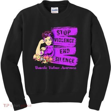 Stop Violence End Silence Domestic Violence Awareness Kids Sweatshirt