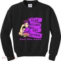 Stop Violence End Silence Domestic Violence Awareness Kids Sweatshirt thumb 0