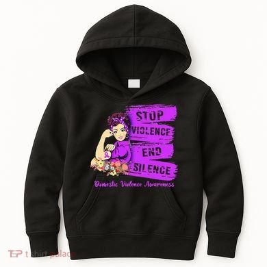 Stop Violence End Silence Domestic Violence Awareness Kids Hoodie