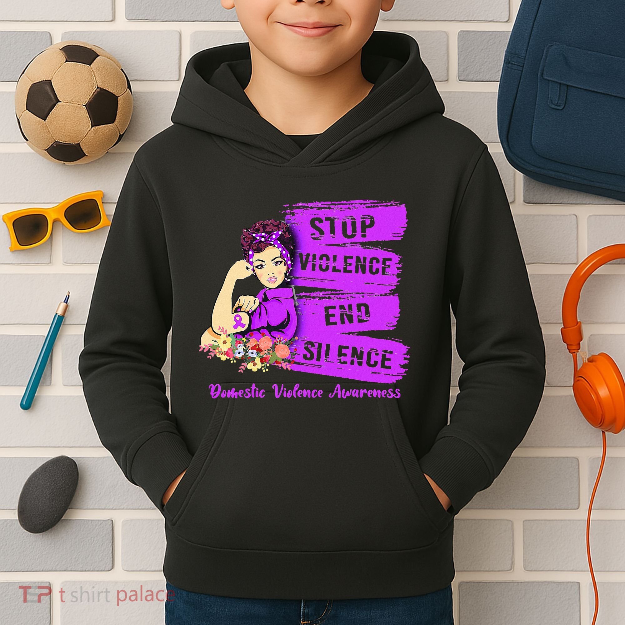 Stop Violence End Silence Domestic Violence Awareness Kids Hoodie