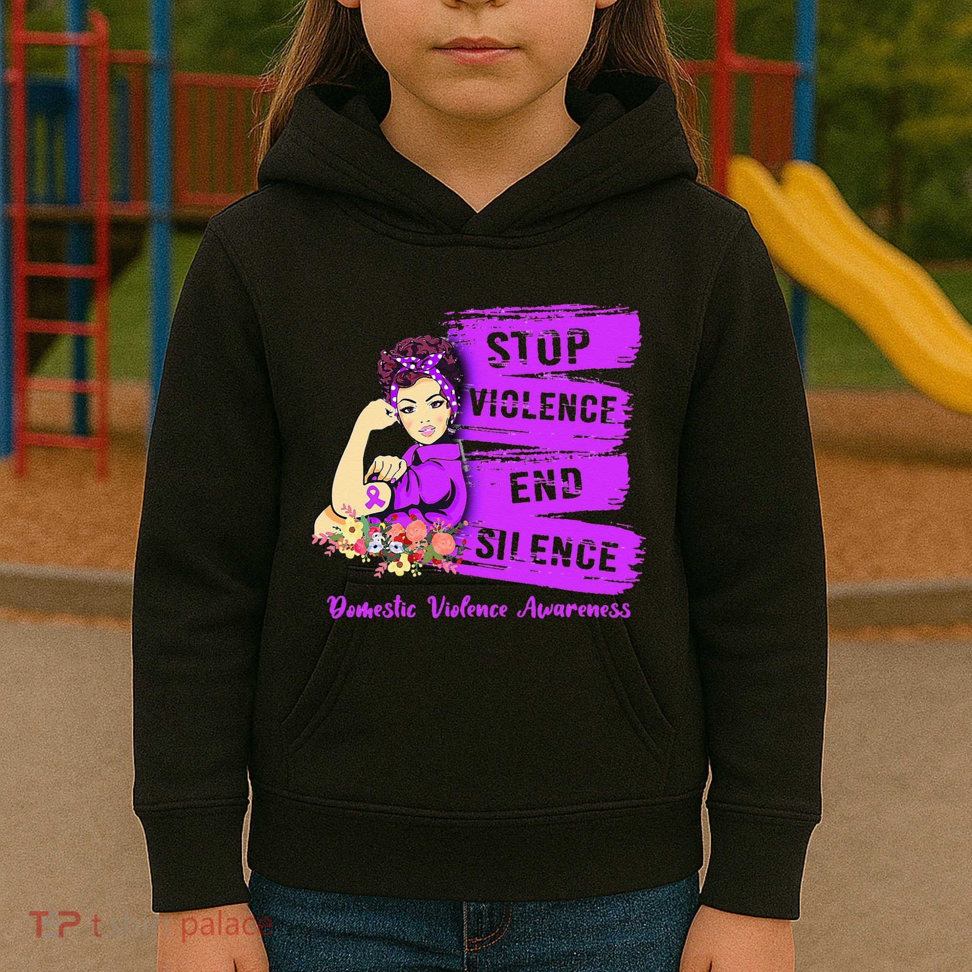 Stop Violence End Silence Domestic Violence Awareness Kids Hoodie