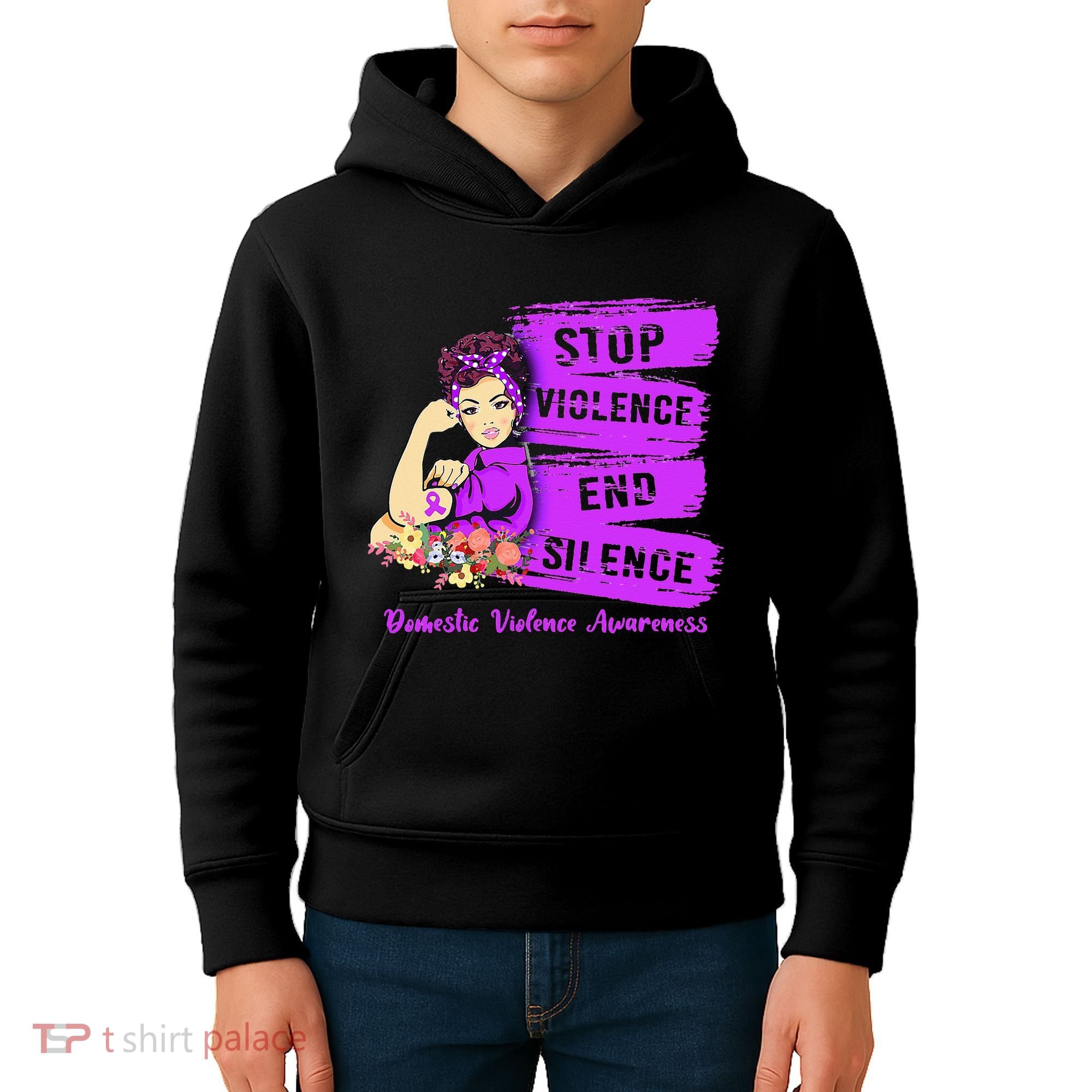 Stop Violence End Silence Domestic Violence Awareness Kids Hoodie