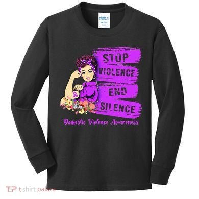 Stop Violence End Silence Domestic Violence Awareness Kids Long Sleeve Shirt