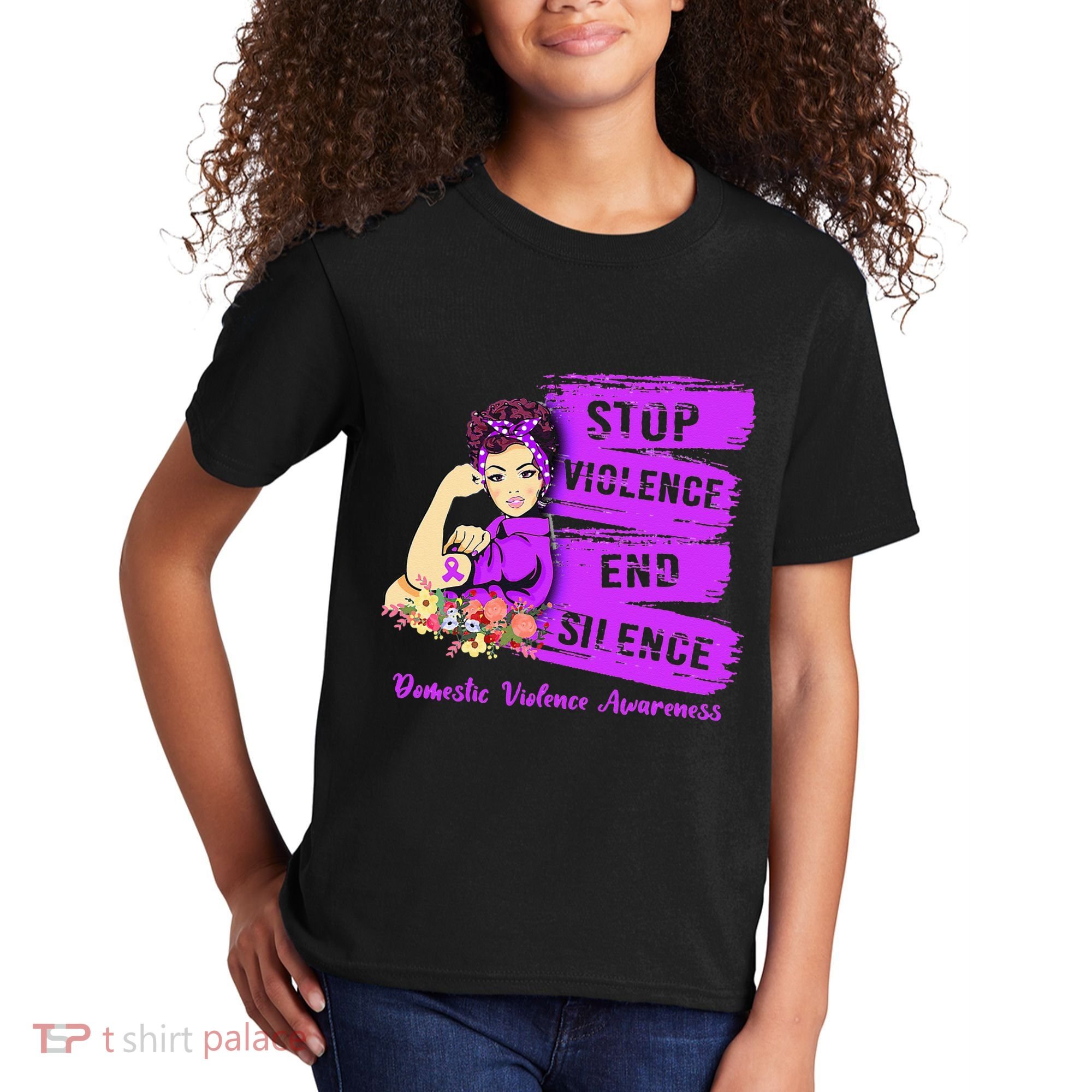 Stop Violence End Silence Domestic Violence Awareness Kids T-Shirt