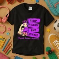 Stop Violence End Silence Domestic Violence Awareness Kids T-Shirt thumb 3