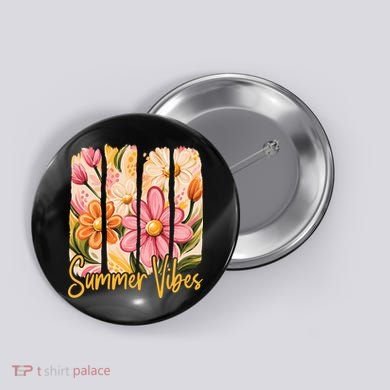 Summer Vibes Floral Beach Life Button
