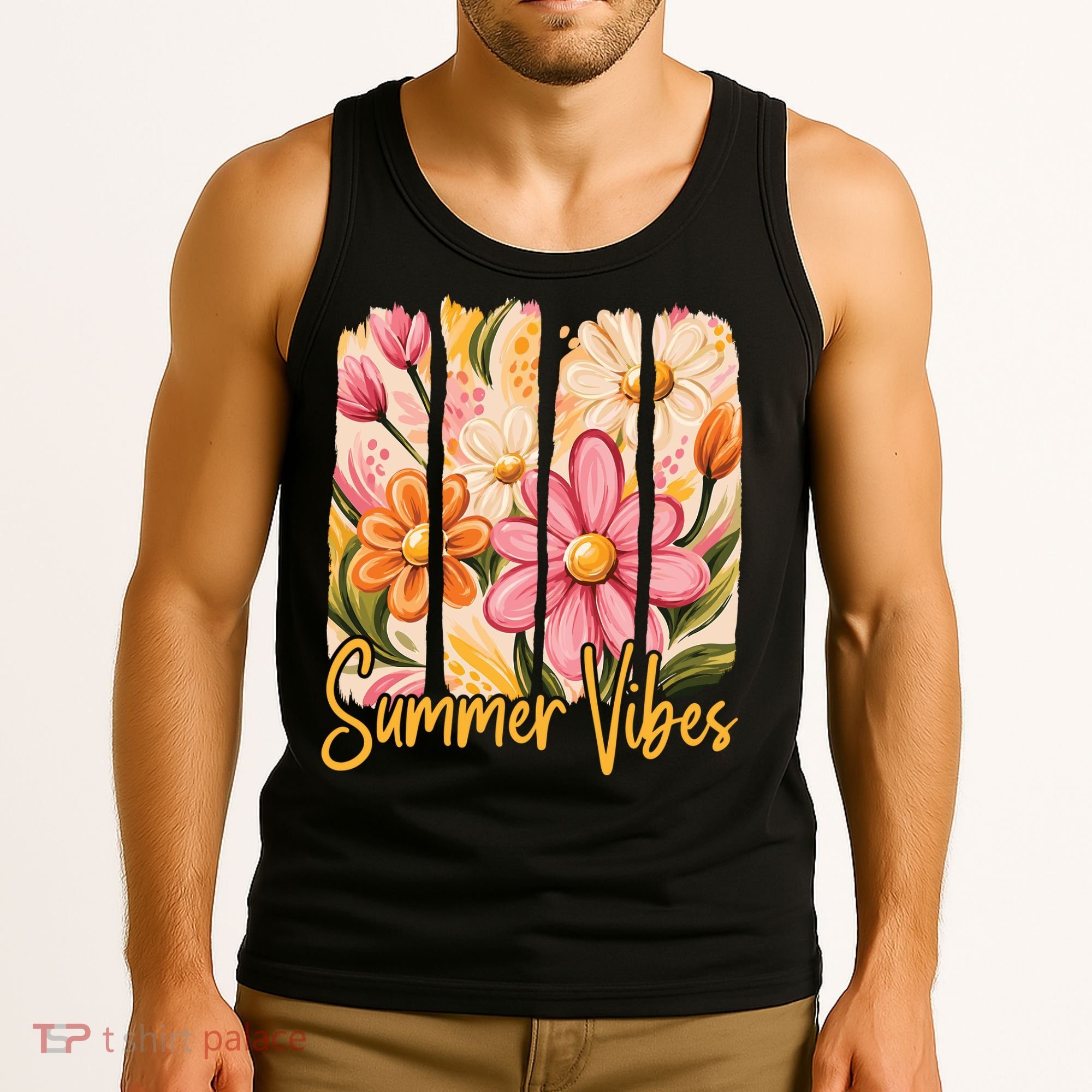 Summer Vibes Floral Beach Life Tank Top