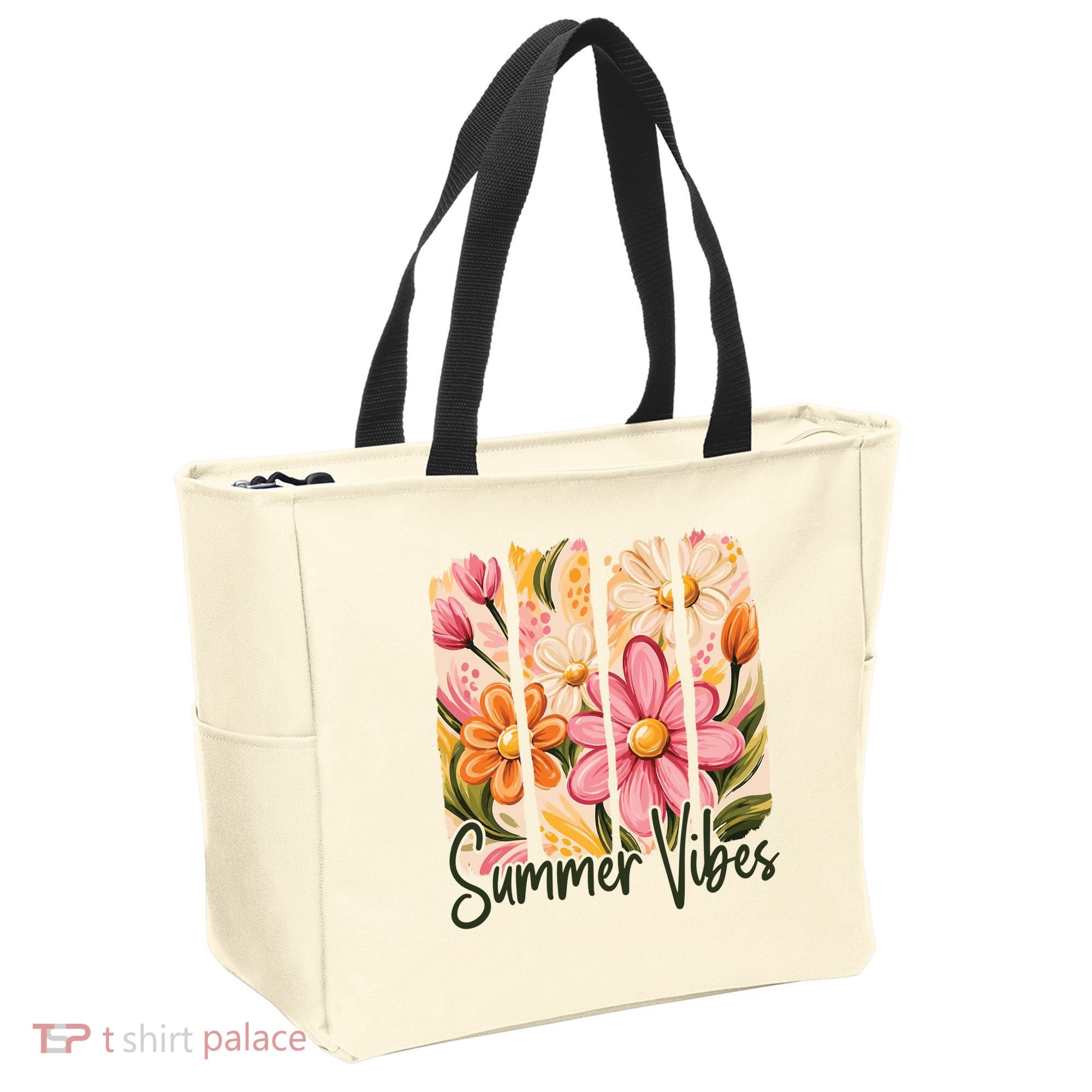 Summer Vibes Floral Beach Life Tote Bag