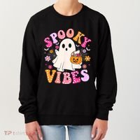 Spooky Vibes Ghost Retro Groovy Halloween Women Women's Sweatshirt thumb 0