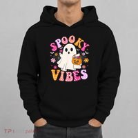Spooky Vibes Ghost Retro Groovy Halloween Women Hoodie thumb 0