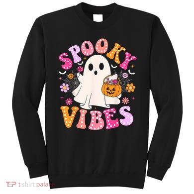 Spooky Vibes Ghost Retro Groovy Halloween Women Sweatshirt