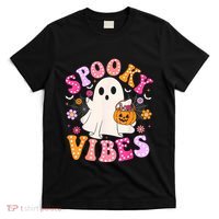 Spooky Vibes Ghost Retro Groovy Halloween Women T-Shirt thumb 0