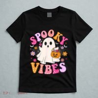 Spooky Vibes Ghost Retro Groovy Halloween Women T-Shirt thumb 5