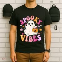 Spooky Vibes Ghost Retro Groovy Halloween Women T-Shirt thumb 6