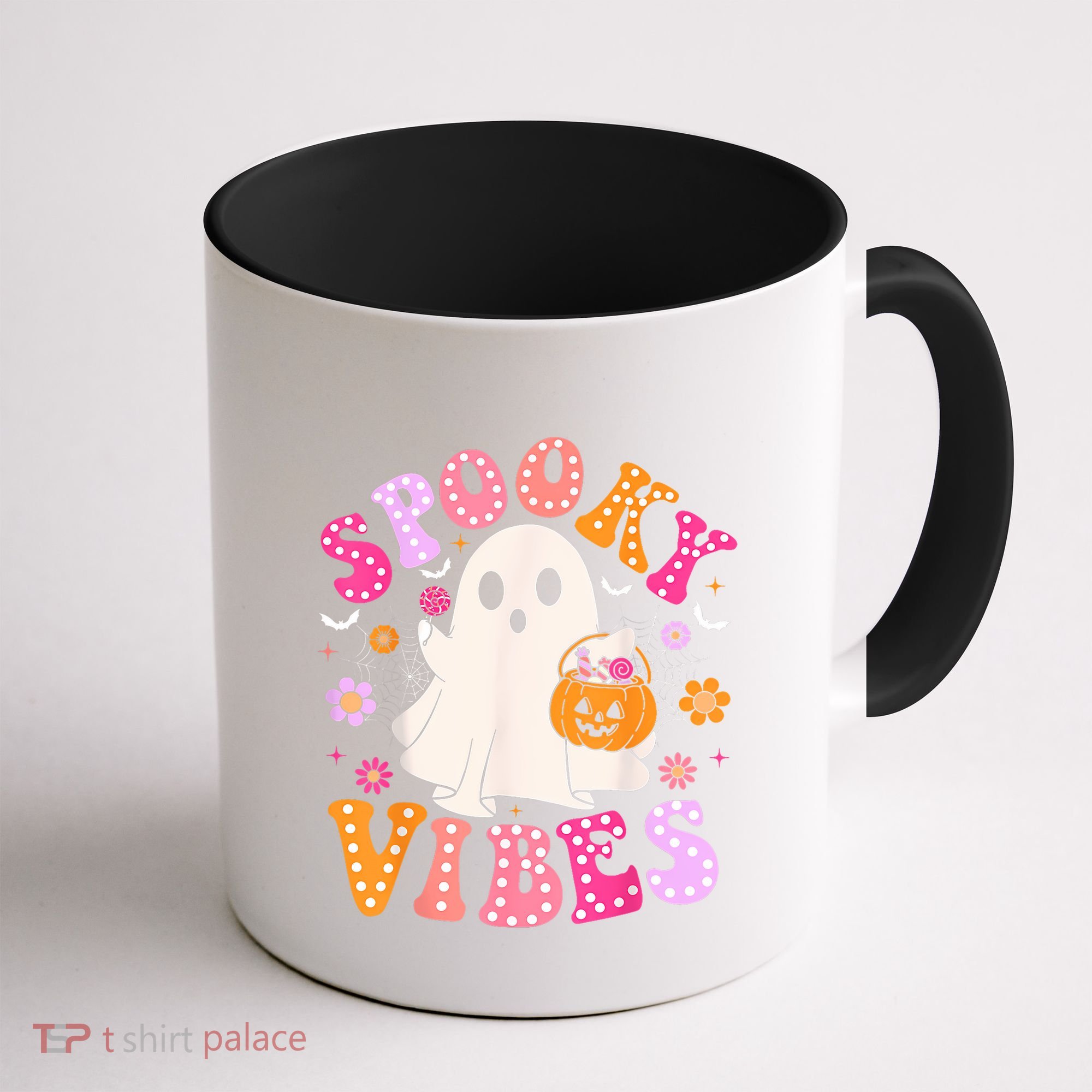 Spooky Vibes Ghost Retro Groovy Halloween Women Coffee Mug