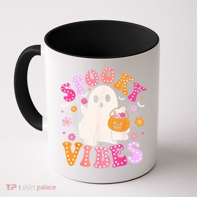 Spooky Vibes Ghost Retro Groovy Halloween Women Coffee Mug